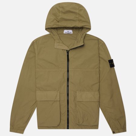 Мужская куртка ветровка Stone Island Nylon Smerigliato-TC Hooded, цвет оливковый