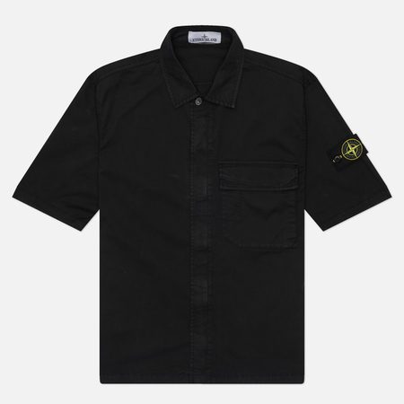 Мужская рубашка Stone Island Stretch Organic Cotton Twill Comfort, цвет чёрный