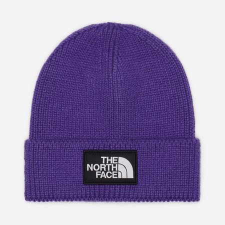 Шапка The North Face TNF Logo Box Cuffed Recycled, цвет фиолетовый