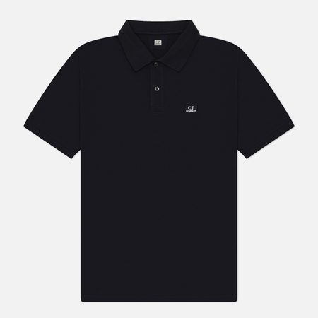 Мужское поло C.P. Company Stretch Piquet Ribbed Collar, цвет синий