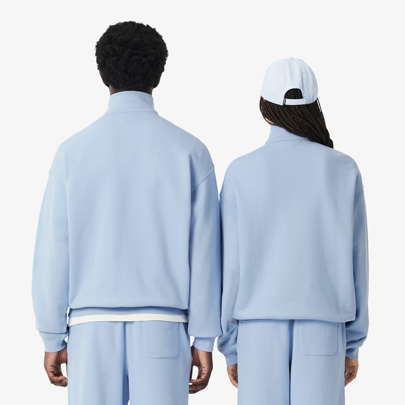Хлопковый свитшот Lacoste унисекс свободного кроя из плотного флиса с застежкой-молнией на воротнике 2