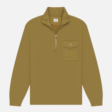 Мужская толстовка C.P. Company Diagonal Raised Fleece Half Zip Regular, цвет оливковый
