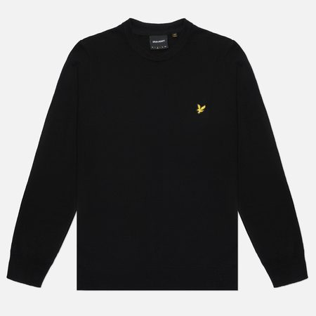 Мужской свитер Lyle & Scott Cotton Merino Crew Neck Regular Fit Jumper, цвет чёрный