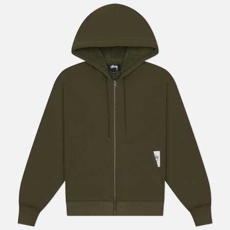 Мужская толстовка Stussy Bonded Sherpa Hoodie, цвет зелёный