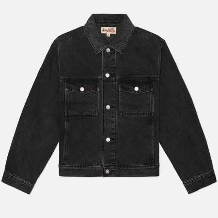 Мужская джинсовая куртка Stussy Lined Denim Trucker, цвет чёрный