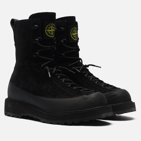 Мужские ботинки Stone Island Hiking Suede, цвет чёрный