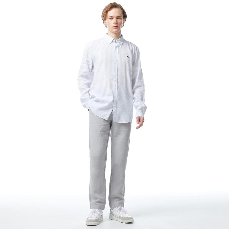 Мужская рубашка Lacoste с монограммой из смеси льна 4