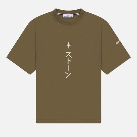 Мужская футболка Stone Island Japanese Graphic, цвет зелёный