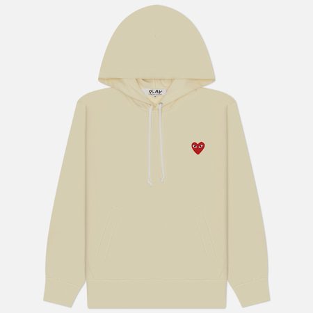 Мужская толстовка Comme des Garcons Play Red Heart Emblem Hoodie, цвет бежевый