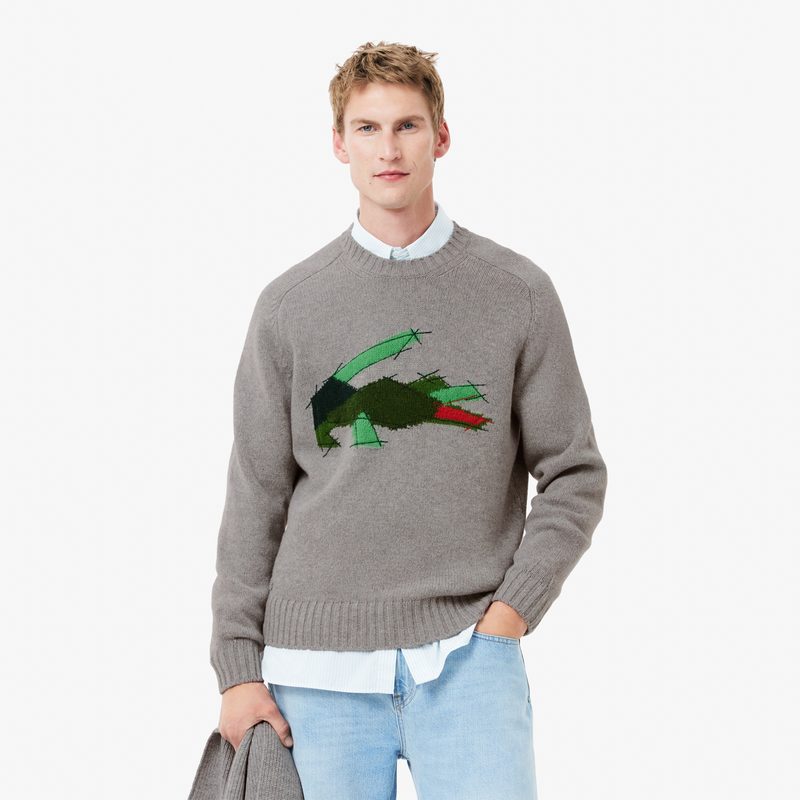Мужской шерстяной свитер Lacoste с круглым вырезом