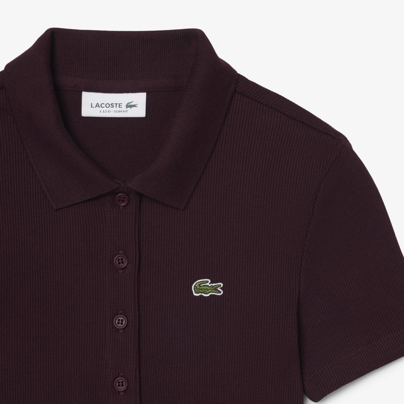 Женское хлопковое облегающее поло Lacoste L.12.D в рубчик 5