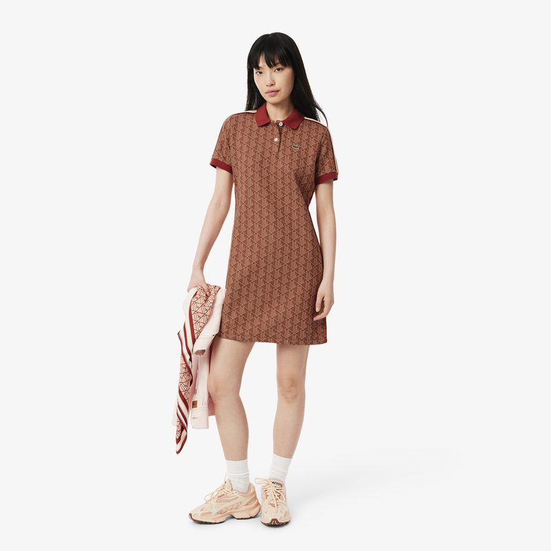 Женское облегающее платье-поло Lacoste с монограммой