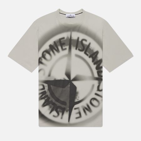 Мужская футболка Stone Island Gradient Compass Print, цвет серый