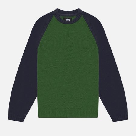 Мужской свитер Stussy Colorblocked Raglan Crew, цвет зелёный