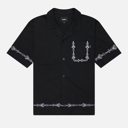 Мужская рубашка HUF Pinstripe Embroidered Resort, цвет чёрный