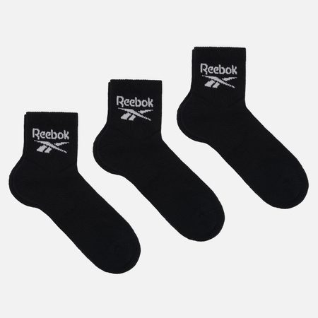 Комплект носков Reebok Ankle BL 3-Pack, цвет чёрный