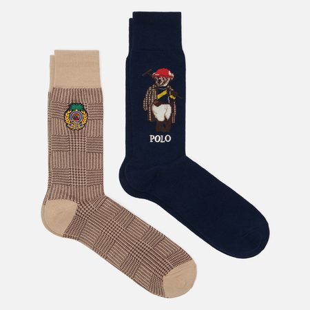 Комплект носков Polo Ralph Lauren Polo Society Bear Crew 2-Pack, цвет комбинированный