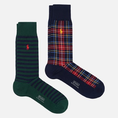 Комплект носков Polo Ralph Lauren Holiday Plaid & Stripe Crew 2-Pack, цвет комбинированный