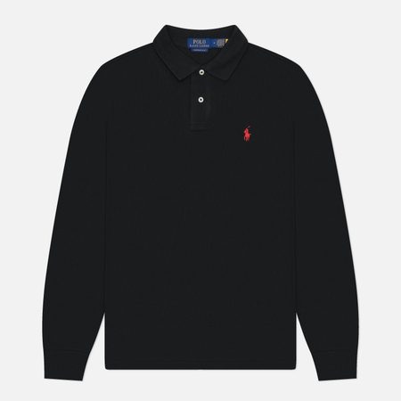 Мужской лонгслив Polo Ralph Lauren Custom Slim Fit Polo Basic Mesh, цвет чёрный
