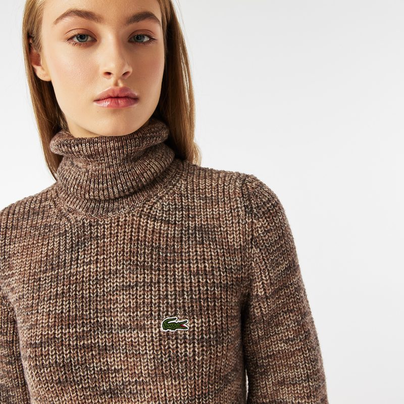 Шерстяное платье Lacoste с высоким воротом 4