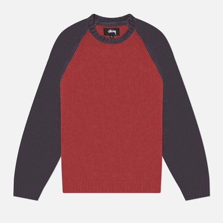 Мужской свитер Stussy Colorblocked Raglan Crew, цвет красный