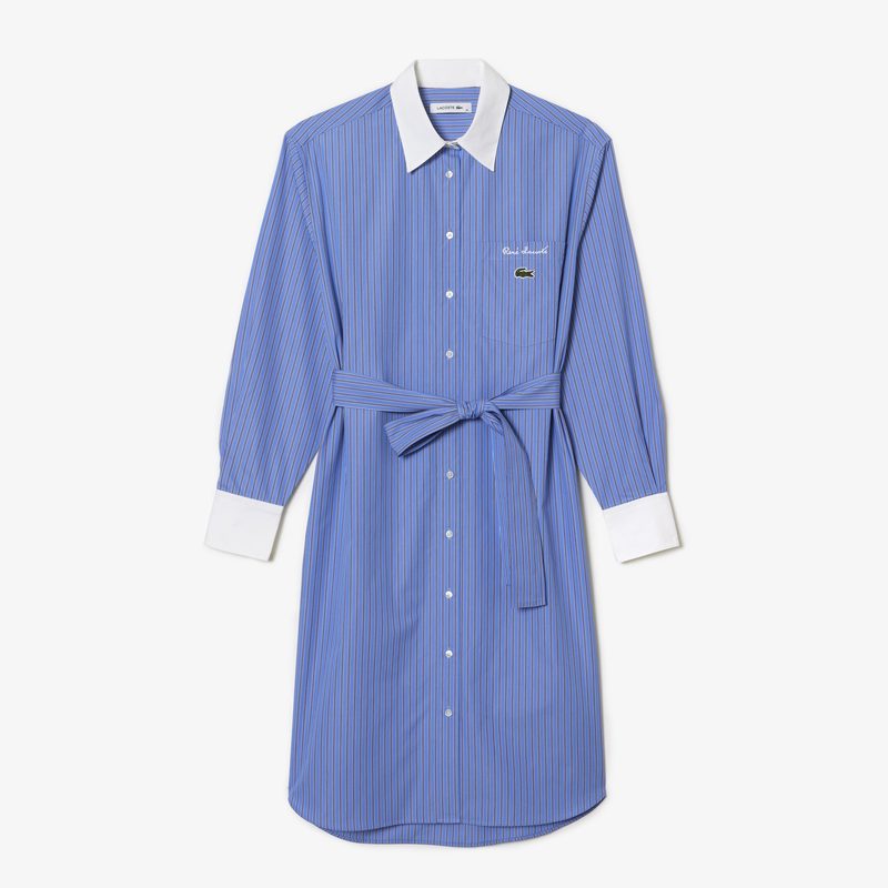 Платье - поло Lacoste в полоску с длинным рукавом и поясом 5