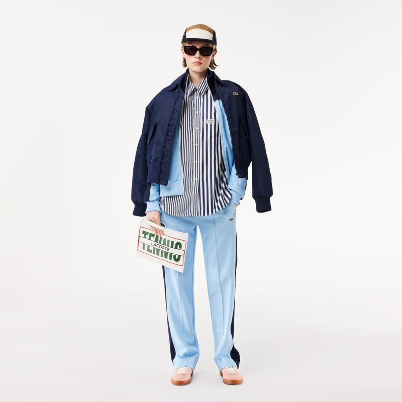 Женская рубашка Lacoste x Bandier из хлопкового поплина в полоску 4