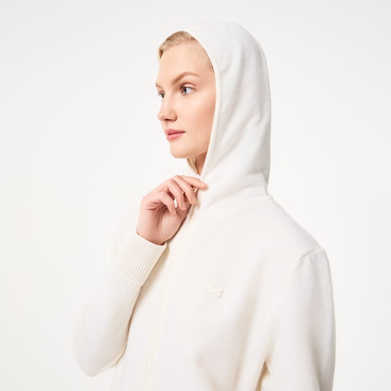 Женский шерстяной свитер-толстовка Lacoste на молнии с капюшоном 4