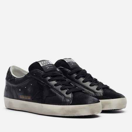 Женские кроссовки Golden Goose Super-Star Suede Star, цвет чёрный