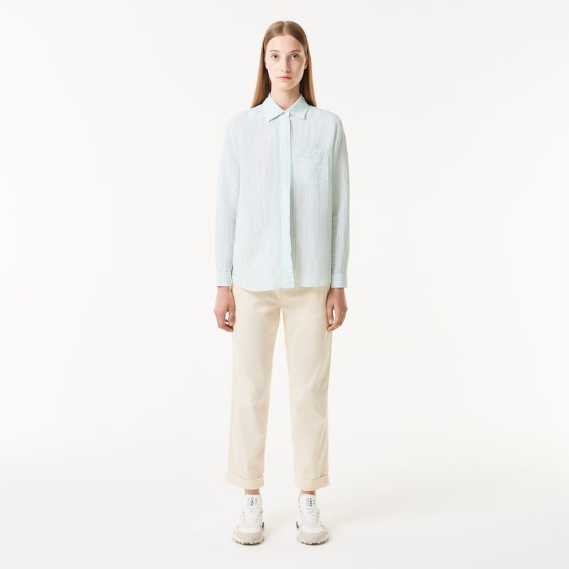 Женская лёгкая рубашка Lacoste из льна 5