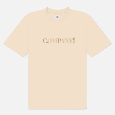 Мужская футболка C.P. Company 30/1 Jersey Chest Logo, цвет бежевый