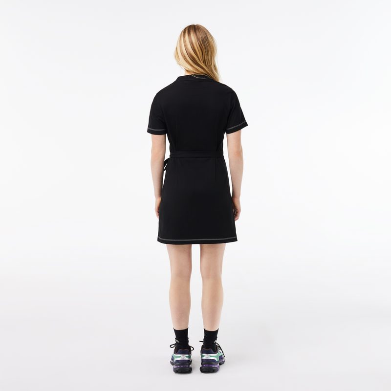 Платье Lacoste оверсайз с поясом и коротким рукавом 2
