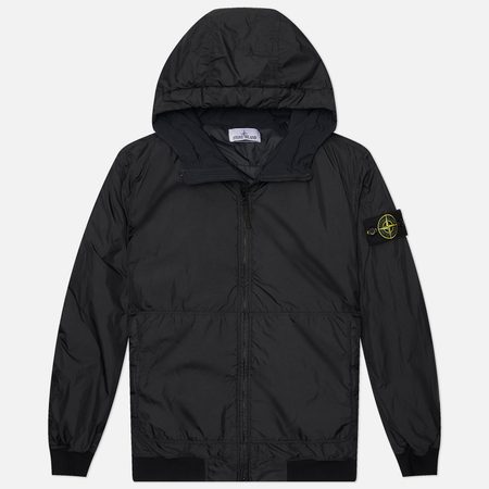 Мужская демисезонная куртка Stone Island Crinkle Reps NY Padded Hooded, цвет чёрный