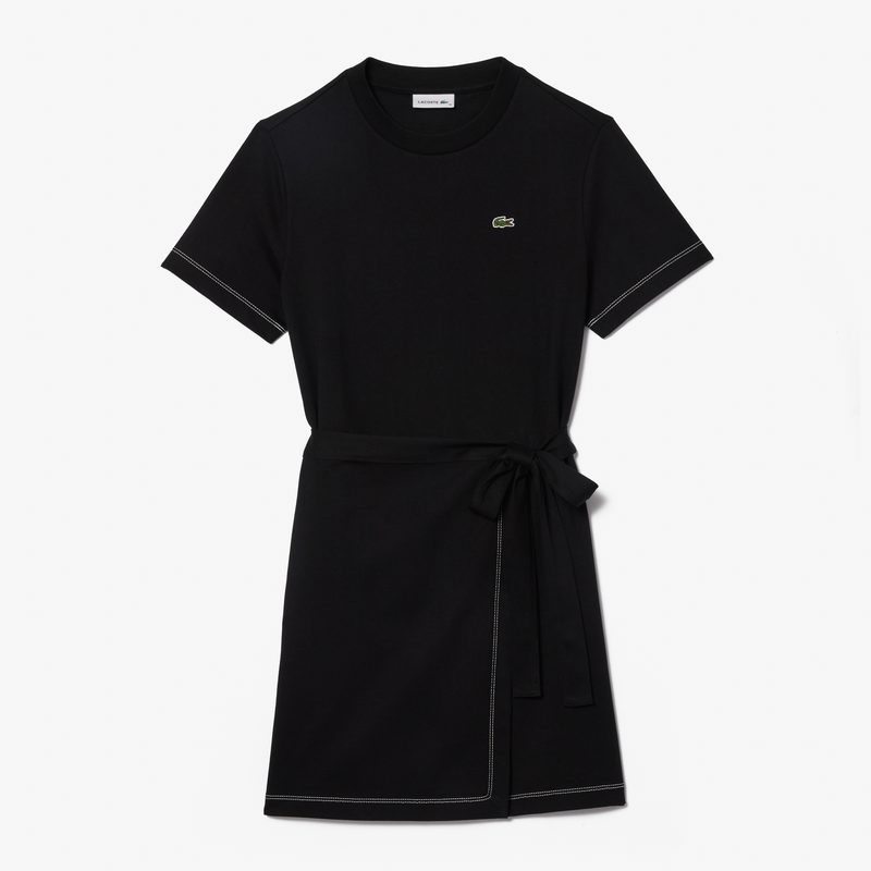 Платье Lacoste оверсайз с поясом и коротким рукавом 5