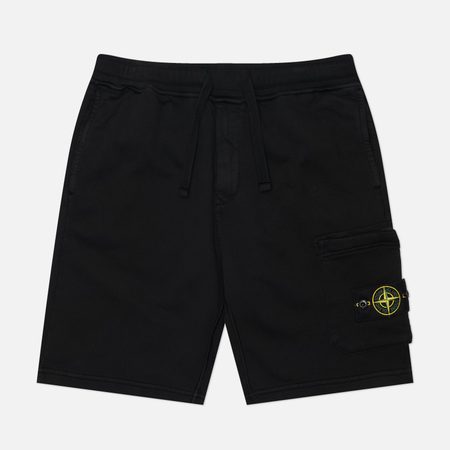 Мужские шорты Stone Island Organic Cotton Fleece Regular Cargo, цвет чёрный