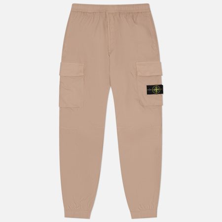 Мужские брюки Stone Island Stretch Cotton Tela Paracadute Regular Tapered Cargo, цвет бежевый