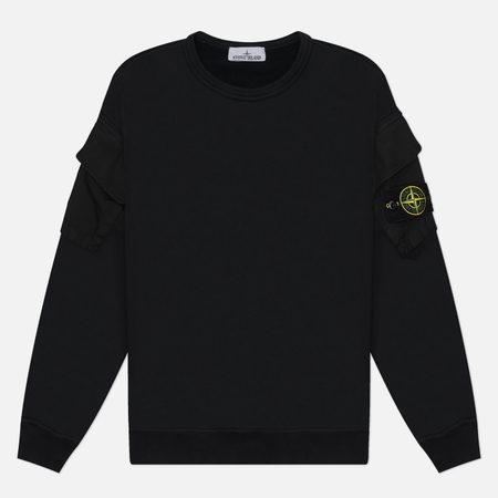 Мужская толстовка Stone Island Brushed Organic Cotton Fleece Pocket Sleeve Regular, цвет чёрный