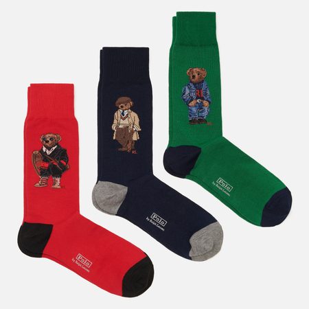 Комплект носков Polo Ralph Lauren Seasonal Bear Gift Box 3-Pack, цвет комбинированный