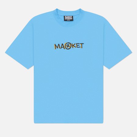 Мужская футболка MARKET Smiley Doodle, цвет голубой