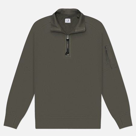 Мужская толстовка C.P. Company Diagonal Raised Fleece Half Zip Lens Regular, цвет серый