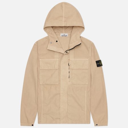 Мужская куртка ветровка Stone Island Canvas Weave Cotton Hooded, цвет бежевый