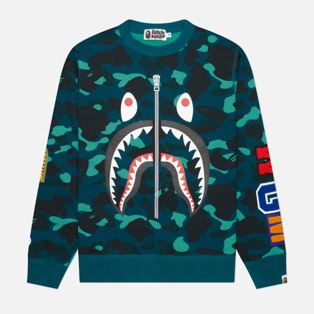 Мужская толстовка A Bathing Ape Color Camo Shark Crewneck, цвет зелёный