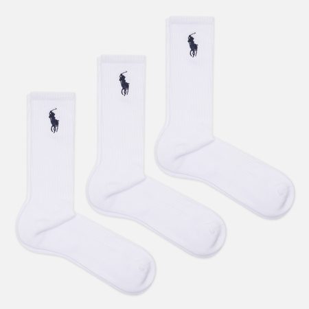 Комплект носков Polo Ralph Lauren Embroidered Big Pony 3-Pack, цвет белый