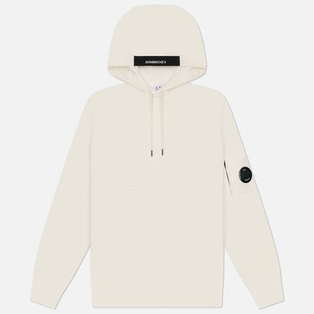 Мужская толстовка C.P. Company Diagonal Raised Fleece Lens Regular Fit Hoodie, цвет белый
