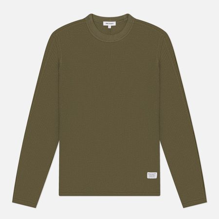 Мужской лонгслив Norse Projects Stevns Cotton Hemp Military Rib, цвет оливковый