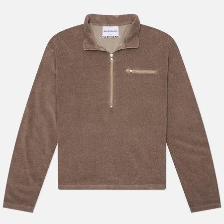 Мужская толстовка MKI MIYUKI ZOKU Towelling Quarter-Zip, цвет коричневый