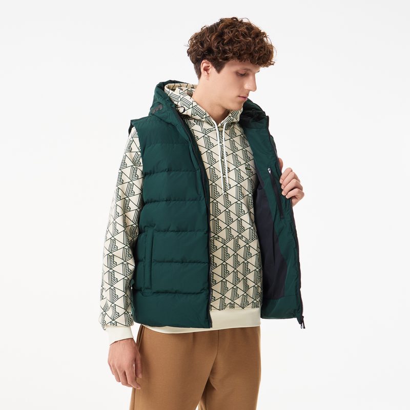Мужской утеплённый стёганый жилет Lacoste с капюшоном 4