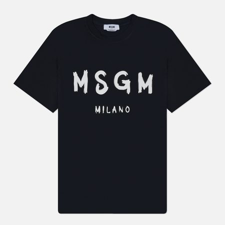 Мужская футболка MSGM Brush Stroke Logo Print, цвет чёрный