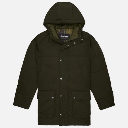 Мужская куртка парка Barbour Hooded Bedale Puffer, цвет оливковый