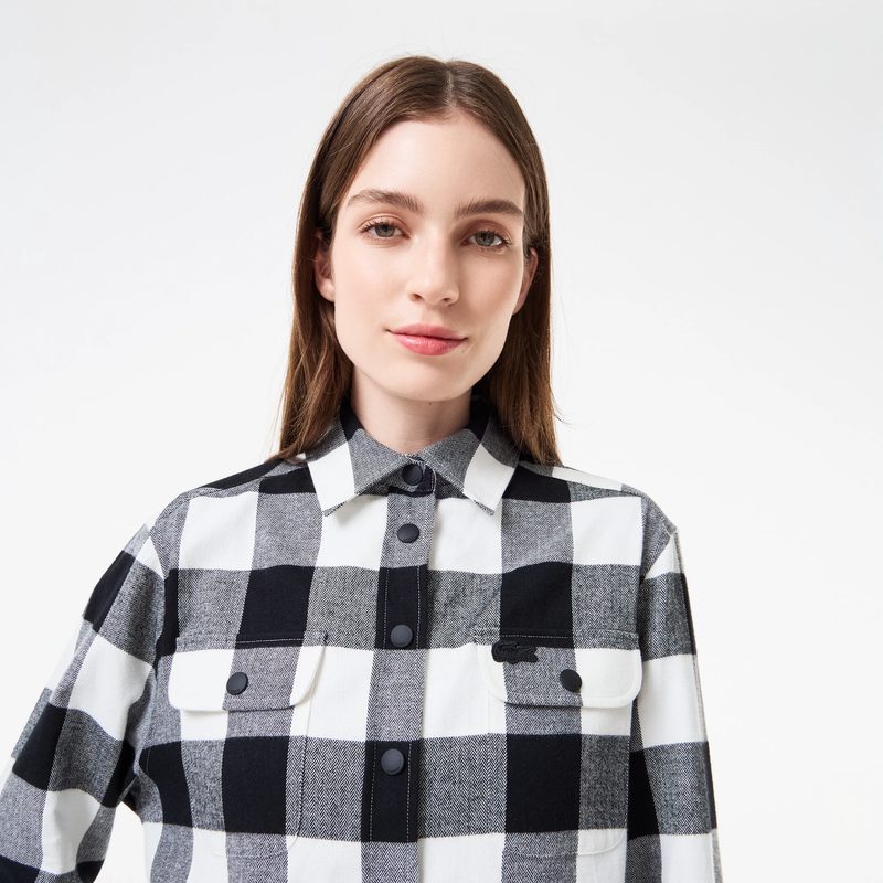 Женская хлопковая рубашка Lacoste в клетку 3